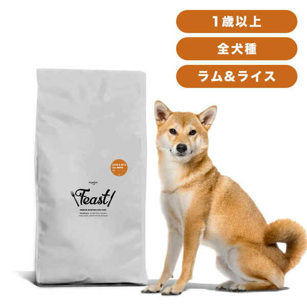 INUMESHI　フィースト　ラム&ライス　1歳以上　全犬種用　15kg　ブリーダーパック　ドッグフード　成犬用　小型犬　中型犬　大型犬　中粒　大容量　大袋