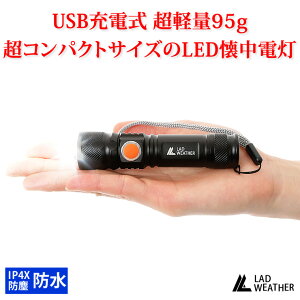 LEDライト 充電式 懐中電灯 超コンパクトサイズ IPX4 防塵・防水 LED ライト USB充電 軽量 小型 防災 災害 グッズ キャンプ アウトドア 登山 アウトドア用品 キャンプ用品 かいちゅうでんとう アウトドア用 キャンプ用 防災グッズ 災害グッズ LAD WEATHER ラドウェザー