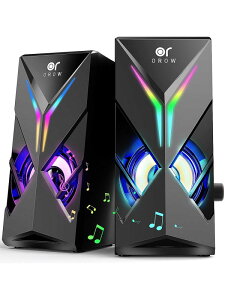 OROW PCスピーカー 10W出力 ゲーミングスピーカー デスクトップスピーカー RGBスピーカー パソコン用 スピーカー 大音量コンピュータスピーカー モニター用スピーカー