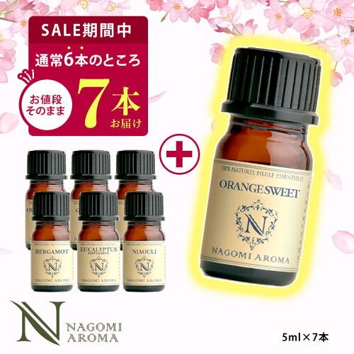 【今だけ1本増量中】アロマオイル エッセンシャルオイル 選べる 精油 各5ml×6本 セット【送料無料】 ラベンダー オレンジ ハッカ AEAJ認定 天然 ティートゥリー アロマストーン アロマディフューザー s1