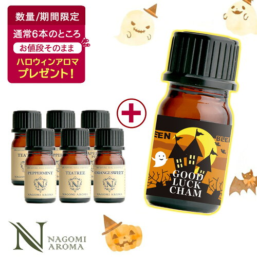 【先着500名★ハロウィンアロマ1本プレゼント】アロマオイル エッセンシャルオイル 選べる 各5ml×6本 お試し 精油 セット 【送料無料】なごみ AEAJ 認定 ラベンダー ユーカリ 天然 100% 認定精油 s1【複数購入でもプレゼントは1本】