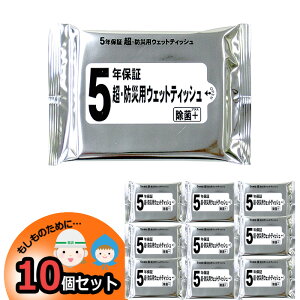 防災 5年保証 超・防災用 ウェットティッシュ 10個 非常用 除菌 家族用 備蓄用 防災グッズ 災害対策 防災用品 避難グッズ 家族 避難用品 地震対策 防災セット キャンプ アウトドア 移動A
