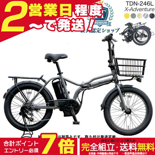 【2000円クーポン＆最大7倍】【メーカー直送送料無料※一部地域 電動アシスト折りたたみ自転車 TDN-246L ペルテック 20インチ 8.5Ah 電動アシスト自転車 電動自転車 PELTECH フォールディングバイク 液晶パネル エックス-アドベンチャー X-Adventure 防犯登録無料