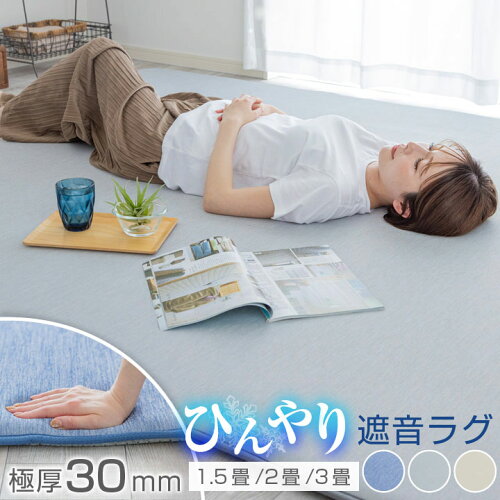 ラグ 極厚 30mm 遮音 冷感ラグ 高反発 1.5畳 2畳 3畳 130×190 190×190 190×240 ひんやり 接触冷感 ラグマット 3cm 夏用 滑り止め付 マット ラグカーペット 夏 カーペット 防音 長方形 正方形 絨毯 25S024