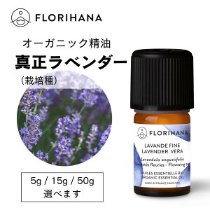 【フロリハナ公式】 ラベンダー 精油 （真正ラベンダー／栽培種） オーガニック 5g/15g/50g 天然100% エッセンシャルオイル アロマ アロマオイル 香り AEAJ表示基準適合認定精油 南フランス産 ラベンダーオイル