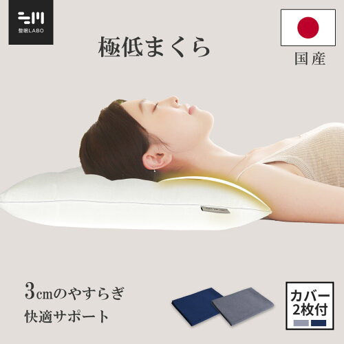 【30%OFFクーポン利用で3486円】枕 低め ストレートネック まくら 国産 低め枕 無料で枕カバー2枚付き 首や肩の負担を減らす 大人 小学生 中学生用 高級抗菌枕す 薄い枕 日本製 高さ調節 丸洗い可能 快眠サポート 軽量枕 洗える 寝返りがしやすい 60x40cm 送料無料