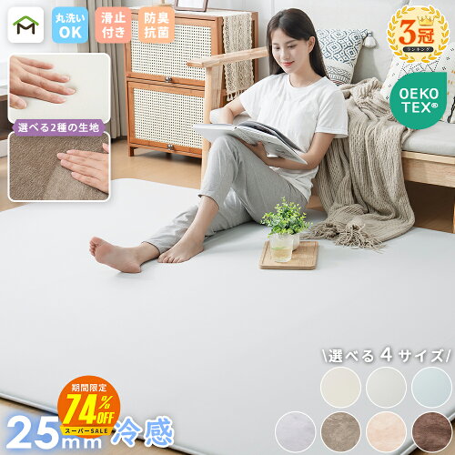 【SS半額!毎日先着5名さらに50%OFF】【最安値に挑戦中】ラグ 接触冷感 夏用 洗える ラグマット ひんやりラグ 高反発 厚手 25mm 2畳 3畳 フランネル 防音 滑り止め付 床暖房 ホットカーペット対応 こたつ 対応 正方形 長方形 カーペット 絨毯 北欧 オールシーズン 送料無料