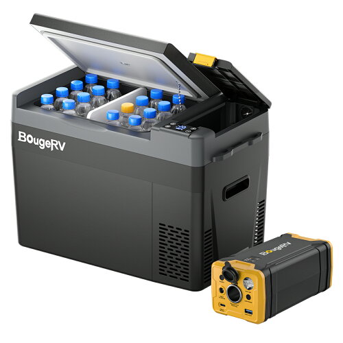 【277Whバッテリー付き＆急速冷凍】BougeRV ポータブル冷蔵庫 車載れいぞうこ 20/29L-22℃～10℃ 急速冷凍 3WAY電源 車載冷蔵冷凍庫 クーラーボックス 電動静音