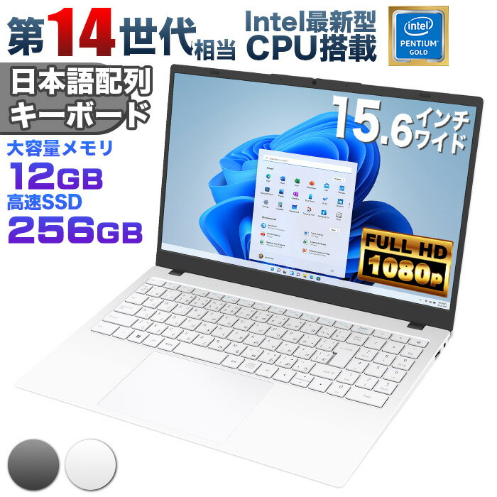 ノートパソコン 15.6インチ フルHD Intel Pentium GOLD 6500Y メモリ12GB SSD256GB NVMe