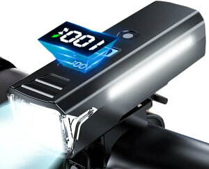 【独占版側面可視ライト 】自転車 ライト 大容量3000mAh ディジタル 光センサー 高輝度 2100ルーメン 自動点灯 TYPE-C USB 充電式 LED ライト 180°大ワイド照明 5モード 防水