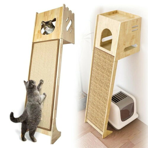 キャットタワー 木製 猫爪とぎ 無垢材 窓 猫タワー 木登りタワー 据え置き 高さ150cm 猫部屋 爪研ぎ付き 耐荷重70kg 多頭飼い 麻紐 猫ツリー 爪研ぎポール 省スペース 運動不足解消 ストレス解消 ペット用品 組立簡単 プレゼント ギフト 贈り物 送料無料