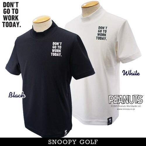 【PREMIUM SALE 50%OFF】SNOOPY GOLF スヌーピーゴルフ吸汗/速乾/UVカット！スペースマスターUVDON'T GO TO WORK TODAY.ジョー・クール/スヌーピーメンズ半袖モックシャツ PEANUTS 642-3967102/23C