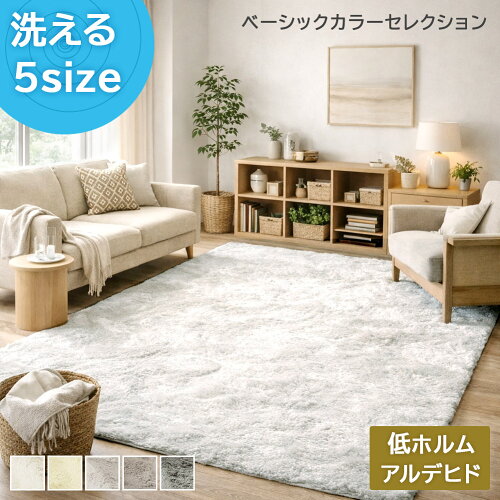 【全品最大10％OFFクーポンあり】 厳選ベーシック5色【シリーズ累計18万枚突破】 ラグ ラグマット 洗える カーペット シャギー ホワイト 白 グレー 滑り止め 北欧 おしゃれ 可愛い 子供 洗濯機 カバー 子ども部屋 軽量 一人暮らし オールシーズン ラッテ