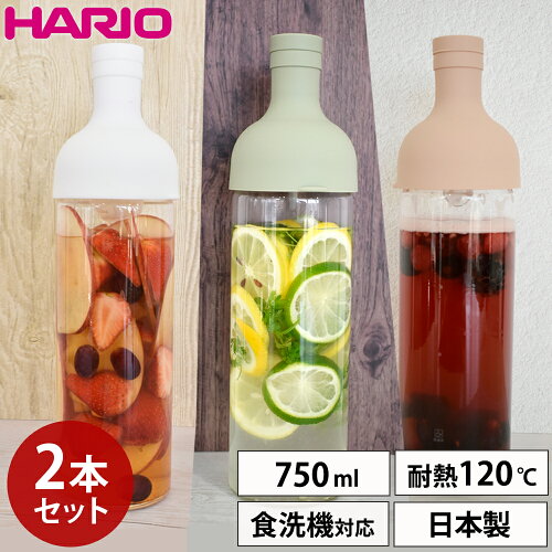 ハリオ フィルターインボトル 750ml 2本セット HARIO 冷水筒 耐熱 麦茶 ポット 耐熱ガラス お茶 水出し ボトル ピッチャー 水差し 麦茶ポット 緑茶 麦茶 ガラス 冷蔵庫 茶こし フィルター キッチン用品 日本製 プレゼント ギフト
