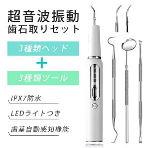 歯石取り 家庭用歯石取りセット 口腔洗浄器 超音波 スケーラー 歯石 除去 超音波 歯周病 予防 歯 歯茎 歯周 口臭 歯間 自宅 口腔洗浄 デンタルケア USB充電 防水 耐水 LEDライト付