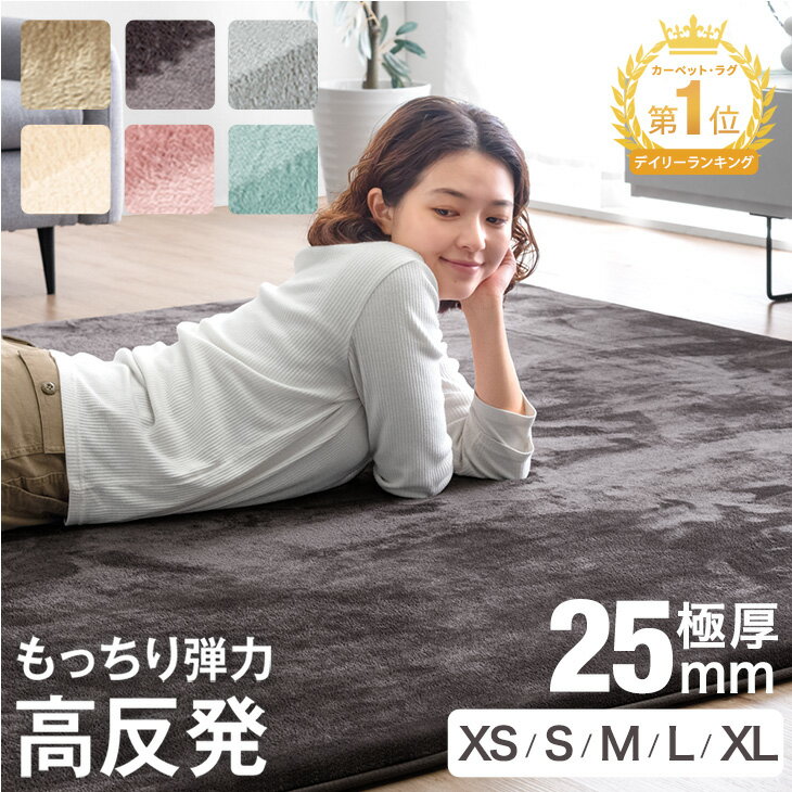 高反発ラグ 厚手 極厚 25mm フランネル 防音 滑り止め付