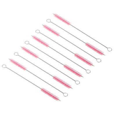 PATIKIL 8"x3/8" ロングストロー筆 10本セット ストロー洗浄筆 ナイロン製パイプチューブクリーナー ピンク色