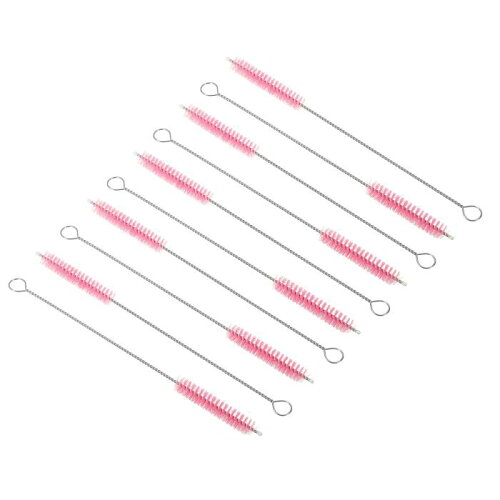 PATIKIL 8"x3/8" ロングストロー筆 10本セット ストロー洗浄筆 ナイロン製パイプチューブクリーナー ピンク色