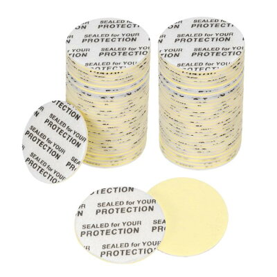PATIKIL 23 mm/0.91" フォーム蓋ライナー 120個 接着剤ラウンドPS圧力感知シール プラスチックガラス瓶蓋キャップ封入ビアルシール黒テキスト ホワイト