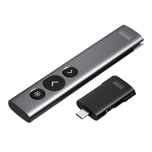 サンワサプライ MA-WPR16GM プレゼンテーションマウス ワイヤレスプレゼンター Type-C - HDMI変換アダプタ付き 4K/60Hz PD100W PowerPoint windows mac プレゼンター