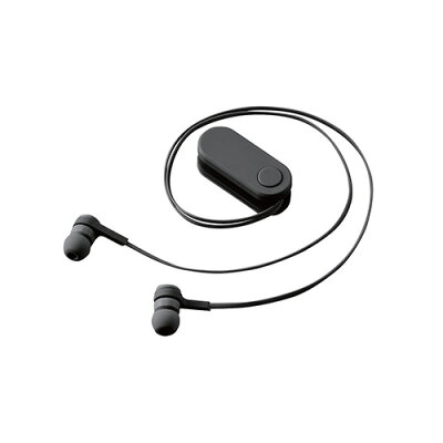 【ポイント20倍】エレコム ワイヤレスイヤホン/Bluetooth/bund/巻き取りタイプ/クリップ付き/スモークブラック LBT-HPC17BK